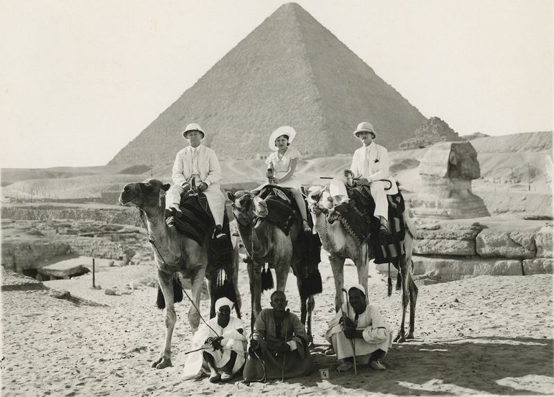 1910s – Tourists At The Pyramids Of Giza On Camelback