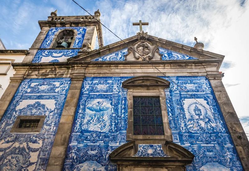 A Striking Façade Of Blue And White Tilework