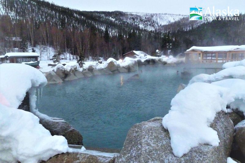 Soaking in Chena Hot Springs