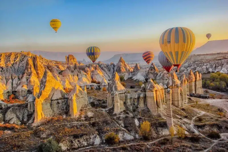 Hot Air Ballooning Over Cappadocia At Dawn