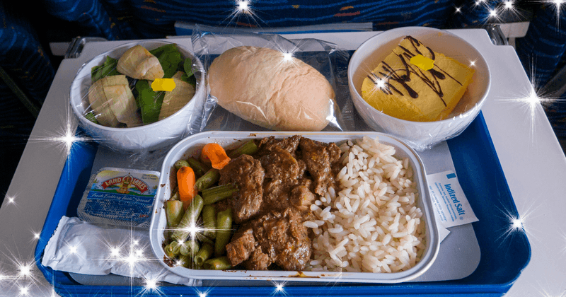 Eating the heavy airline meal right before sleeping