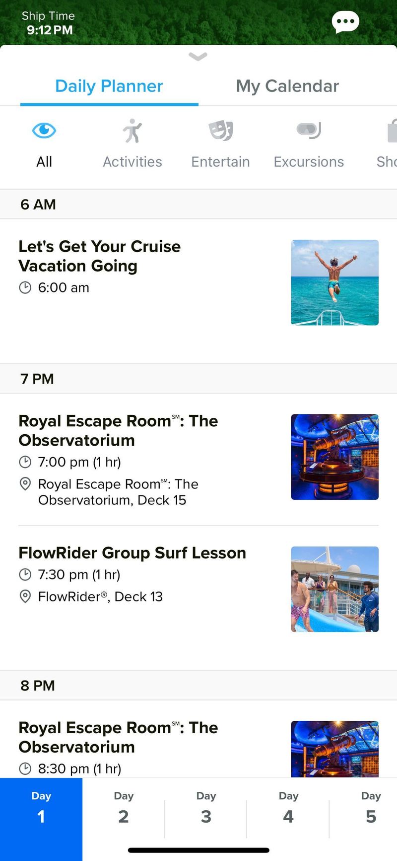 Check daily activity schedules
