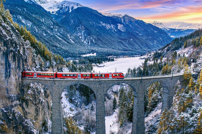 Train Journey Through the Swiss Alps