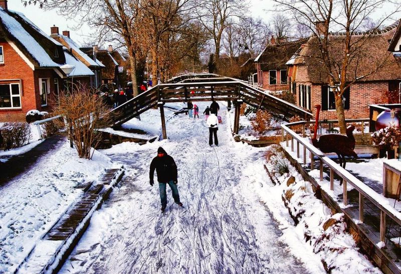Enjoy Ice Skating On Frozen Canals In Winter (Weather Permitting)