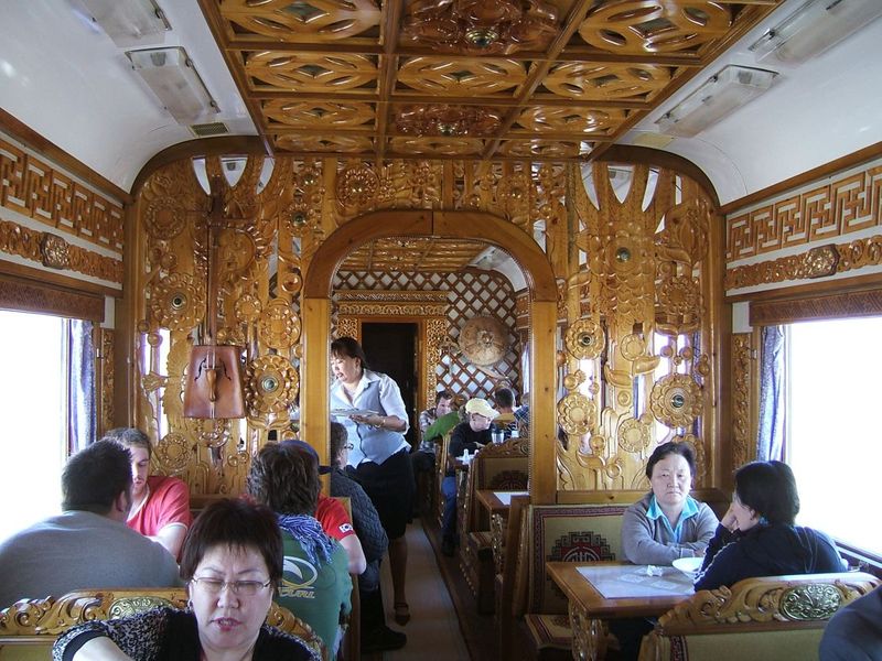 Tea served in a samovar car