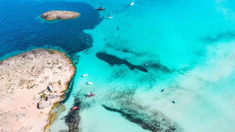 Kayak in crystal shallows