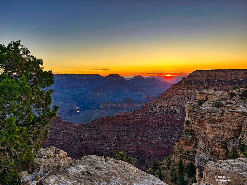 The Grand Canyon's Rim At Sunrise