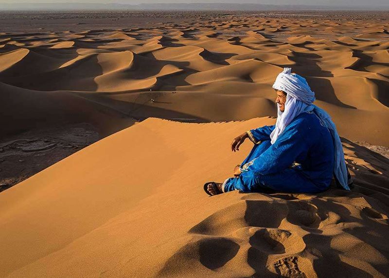 Sahara Desert Trek: Endless Sand Dunes Under Starlit Skies