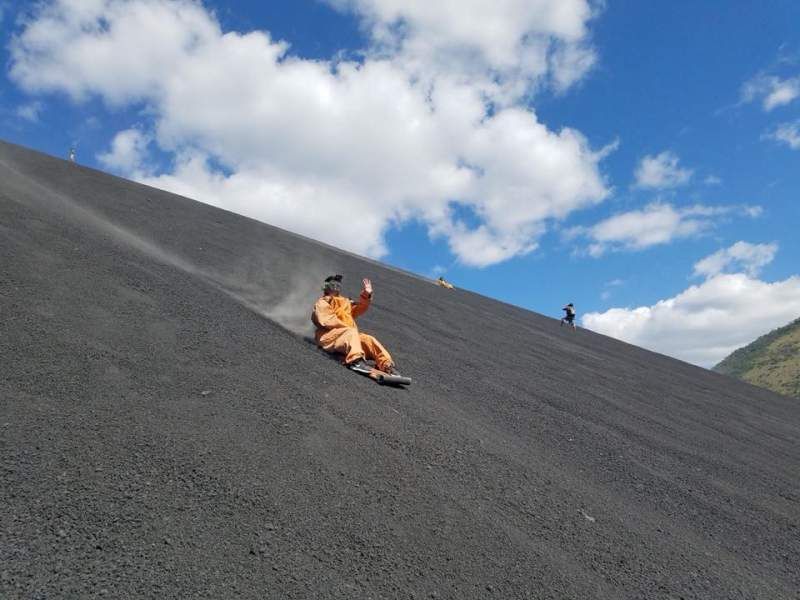 Volcano boarding in Nicaragua