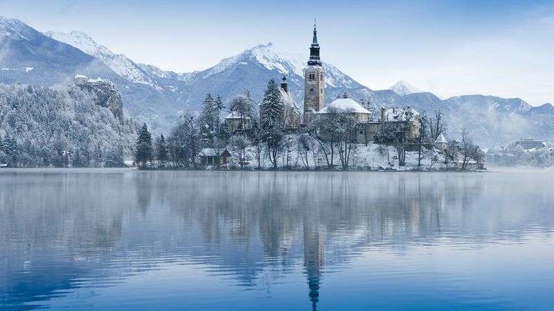 Bled, Slovenia: Alpine Lake Winter Serenity