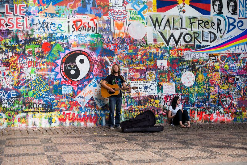 Prague’s Lennon Wall at Dusk