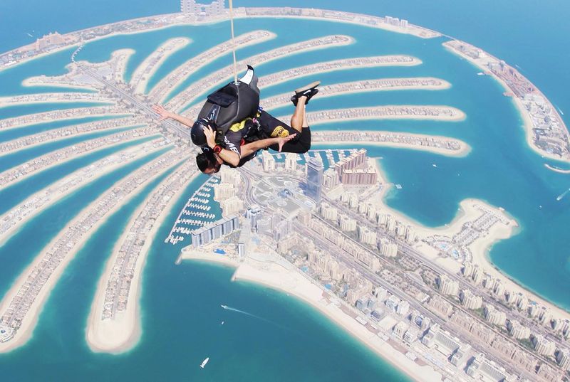 Skydiving over Dubai