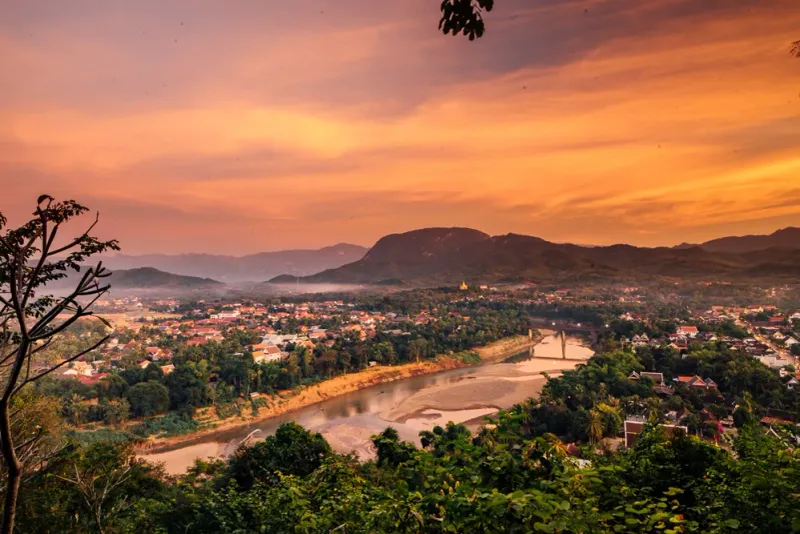 Sunset Temple Views In Luang Prabang