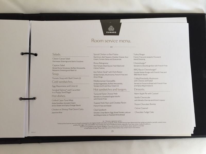 Room Service Menus