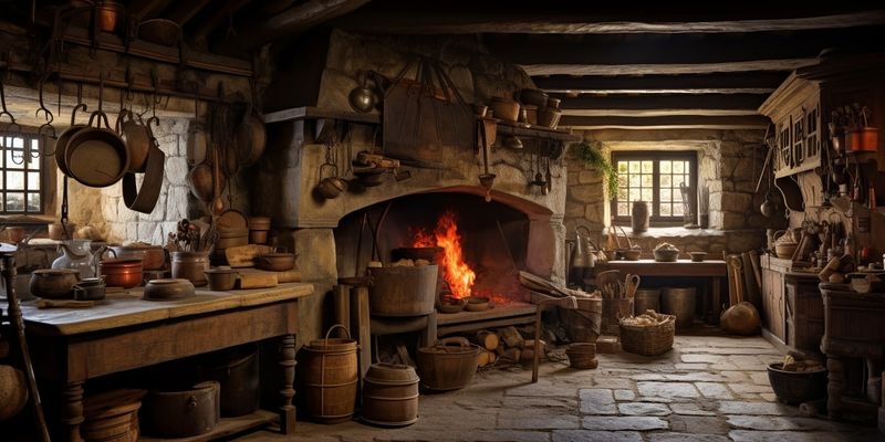 Medieval Kitchen with Massive Fireplaces