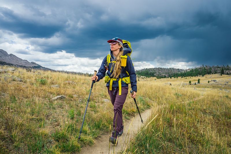 Hiking Boots and Walking Poles
