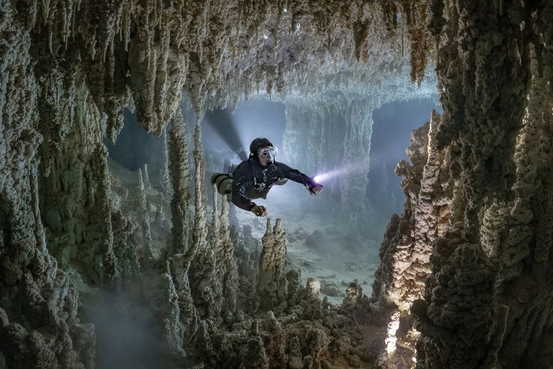 Cave diving in Mexico
